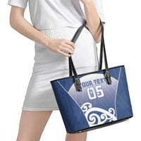Custom New Zealand Aotea College Leather Tote Bag Maori Koru Pattern