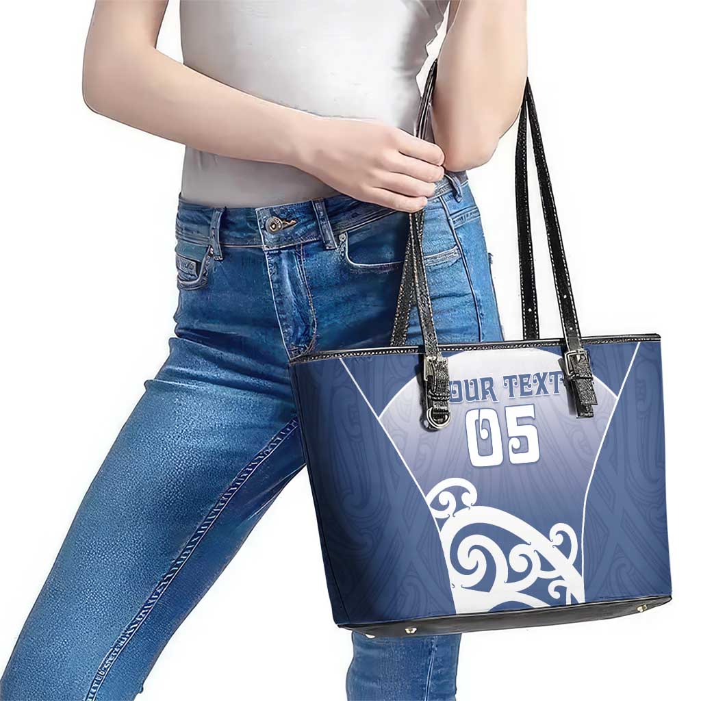 Custom New Zealand Aotea College Leather Tote Bag Maori Koru Pattern