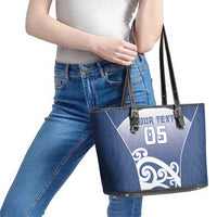 Custom New Zealand Aotea College Leather Tote Bag Maori Koru Pattern