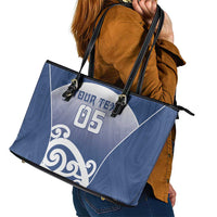 Custom New Zealand Aotea College Leather Tote Bag Maori Koru Pattern