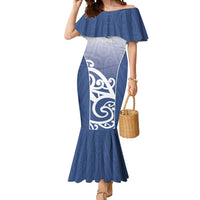 Custom New Zealand Aotea College Mermaid Dress Maori Koru Pattern LT05 Women Blue - Polynesian Pride