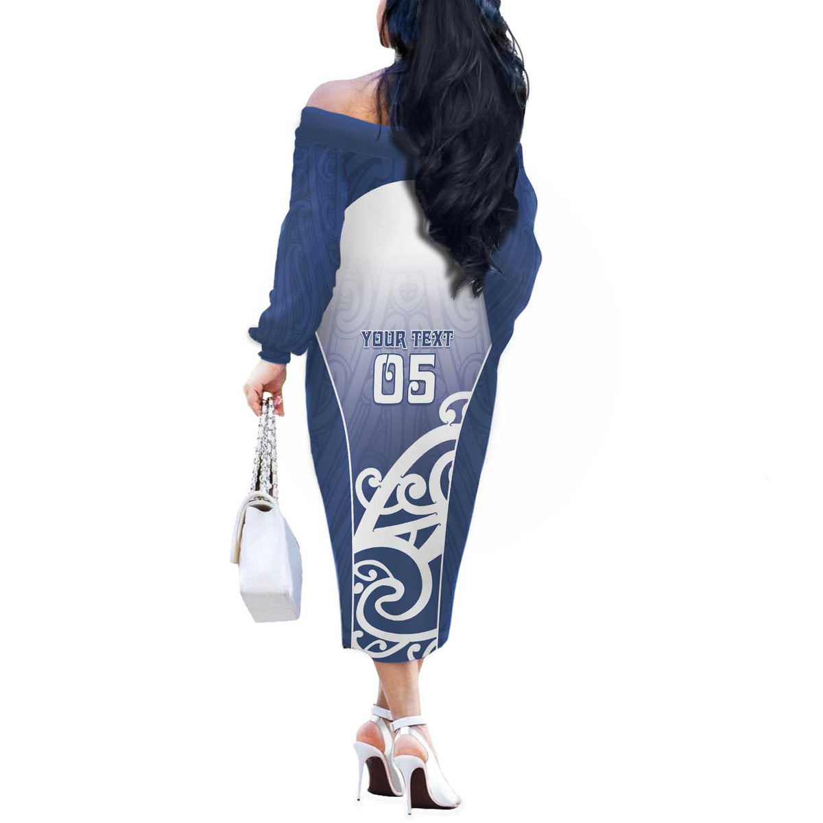 Custom New Zealand Aotea College Off The Shoulder Long Sleeve Dress Maori Koru Pattern LT05 - Polynesian Pride