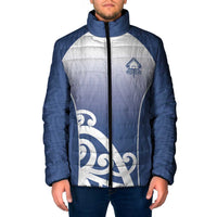 Custom New Zealand Aotea College Padded Jacket Maori Koru Pattern LT05 Men Blue - Polynesian Pride