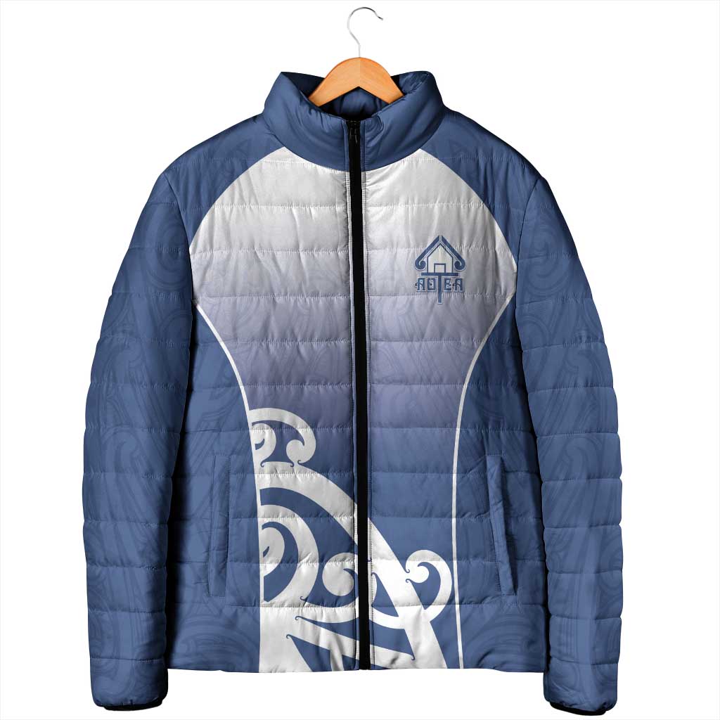 Custom New Zealand Aotea College Padded Jacket Maori Koru Pattern LT05 - Polynesian Pride