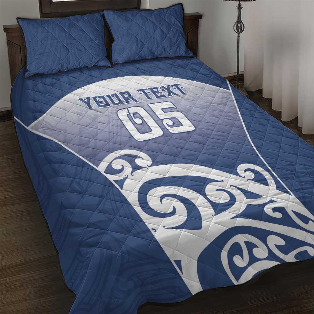 Custom New Zealand Aotea College Quilt Bed Set Maori Koru Pattern LT05 Blue - Polynesian Pride