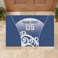 Custom New Zealand Aotea College Rubber Doormat Maori Koru Pattern LT05 Blue - Polynesian Pride