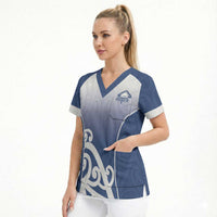 Custom New Zealand Aotea College Scrub Top Maori Koru Pattern LT05 - Polynesian Pride