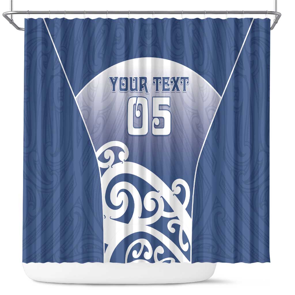 Custom New Zealand Aotea College Shower Curtain Maori Koru Pattern LT05 Blue - Polynesian Pride