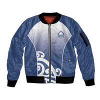 Custom New Zealand Aotea College Sleeve Zip Bomber Jacket Maori Koru Pattern LT05 Unisex Blue - Polynesian Pride