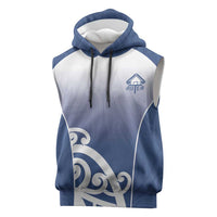 Custom New Zealand Aotea College Sleeveless Hoodie Maori Koru Pattern LT05 Blue - Polynesian Pride