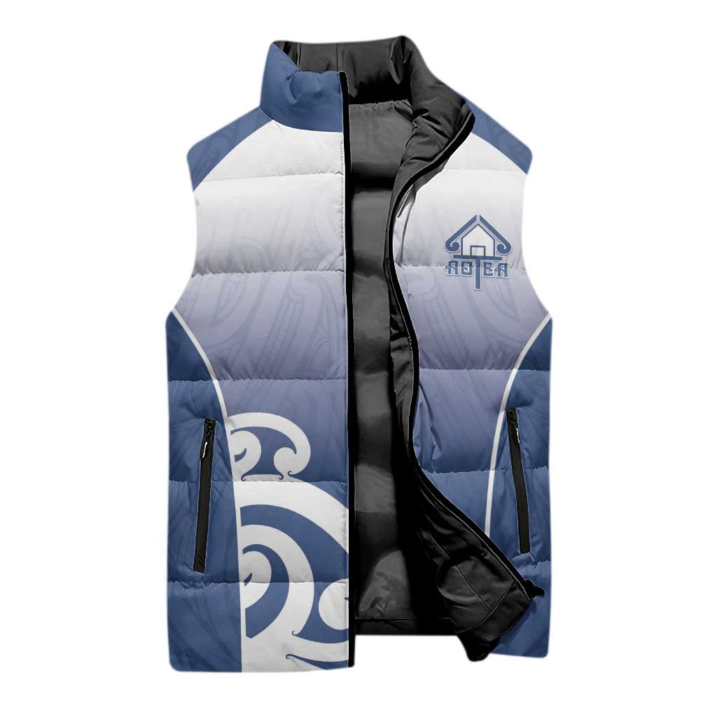 Custom New Zealand Aotea College Sleeveless Puffer Jacket Maori Koru Pattern LT05 - Polynesian Pride