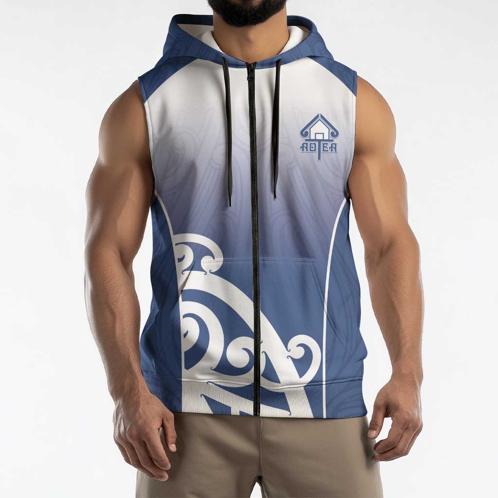 Custom New Zealand Aotea College Sleeveless Zip Hoodie Maori Koru Pattern LT05 - Polynesian Pride