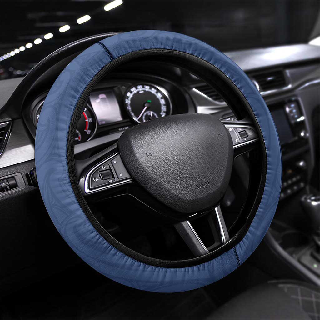 New Zealand Aotea College Steering Wheel Cover Maori Koru Pattern LT05 Universal Fit Blue - Polynesian Pride
