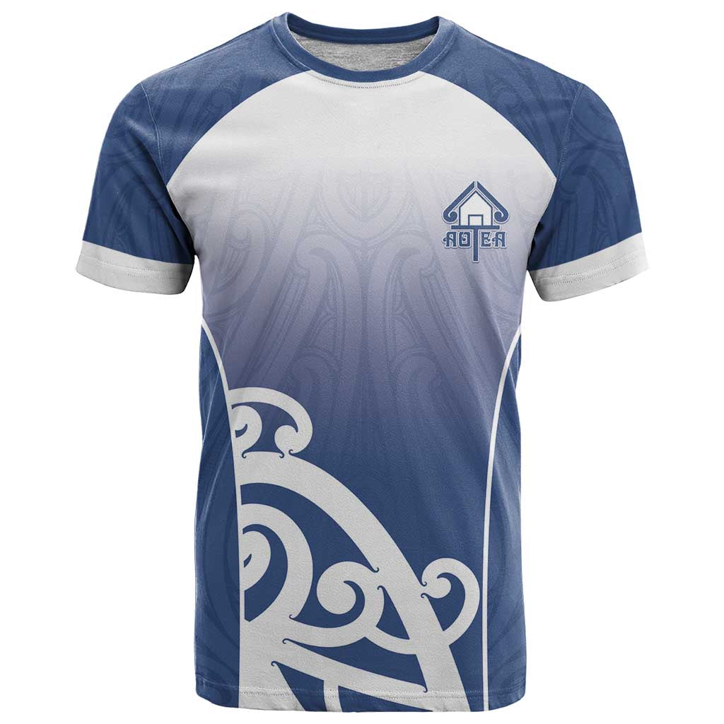 Custom New Zealand Aotea College T Shirt Maori Koru Pattern LT05 Blue - Polynesian Pride
