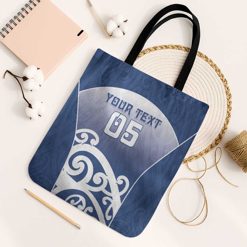 Custom New Zealand Aotea College Tote Bag Maori Koru Pattern LT05 Black Strap One Size Blue - Polynesian Pride