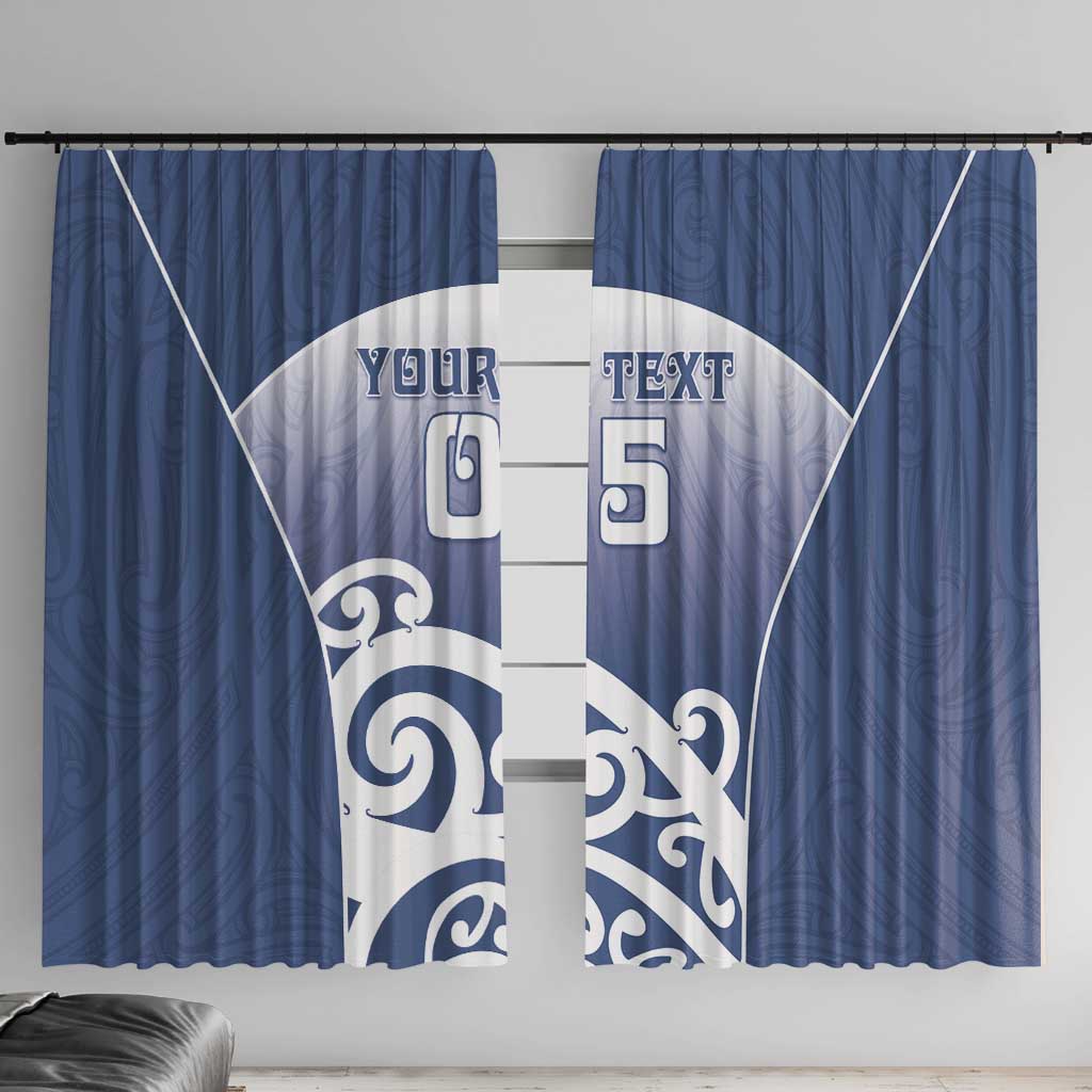 Custom New Zealand Aotea College Window Curtain Maori Koru Pattern LT05 With Hooks Blue - Polynesian Pride