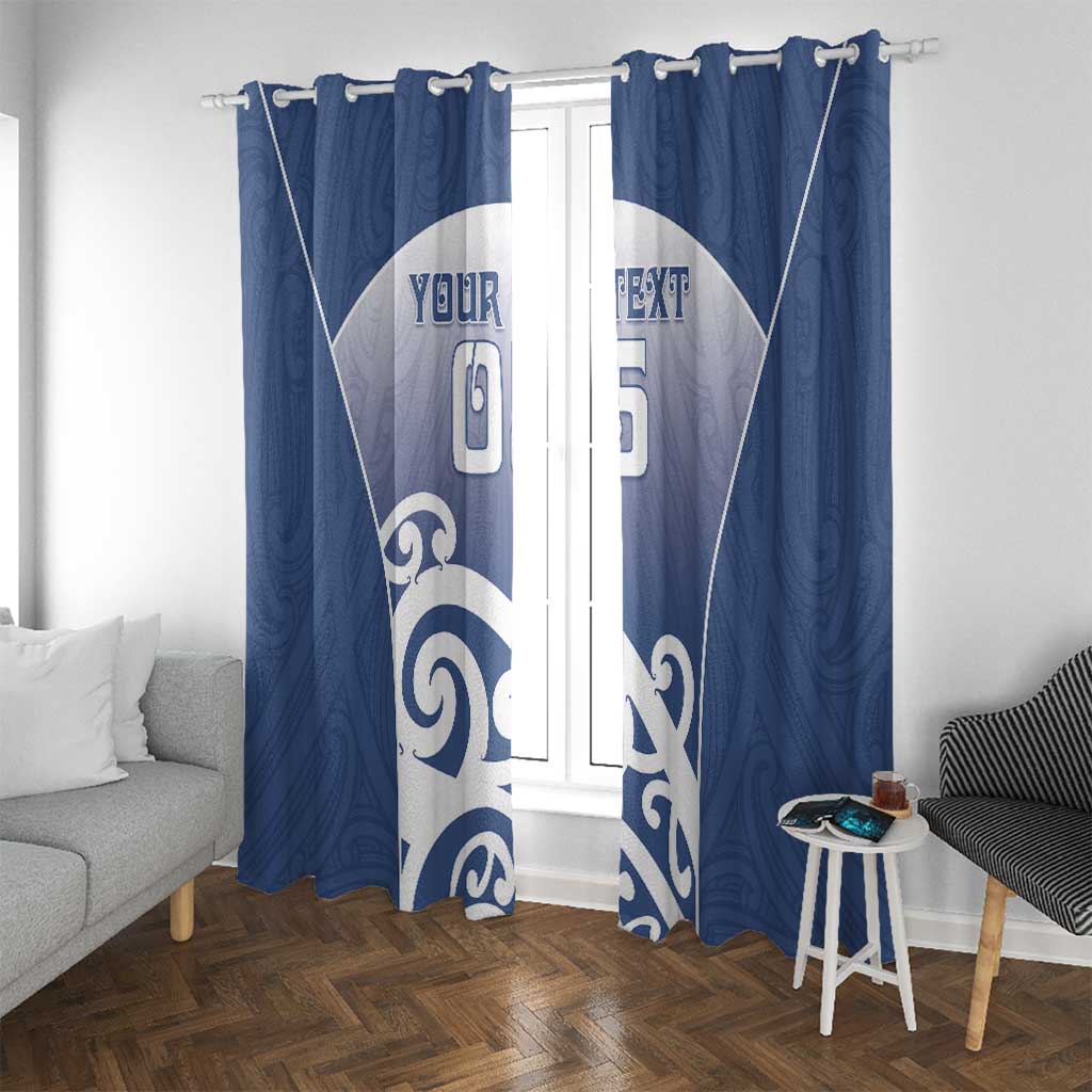 Custom New Zealand Aotea College Window Curtain Maori Koru Pattern LT05 With Grommets Blue - Polynesian Pride