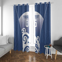 Custom New Zealand Aotea College Window Curtain Maori Koru Pattern LT05 With Grommets Blue - Polynesian Pride