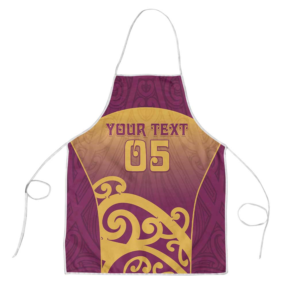 Custom Waiuku College Apron Maori Koru Pattern LT05 Maroon - Polynesian Pride