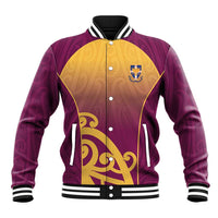 Custom Waiuku College Baseball Jacket Maori Koru Pattern LT05 Unisex Maroon - Polynesian Pride