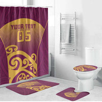 Custom Waiuku College Bathroom Set Maori Koru Pattern LT05 Bathroom Set (4 pcs) Maroon - Polynesian Pride