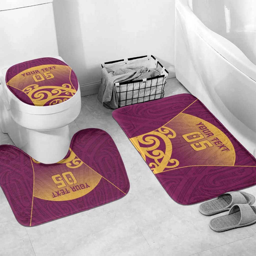 Custom Waiuku College Bathroom Set Maori Koru Pattern LT05 Mat Set Only (3 pcs) One Size Maroon - Polynesian Pride
