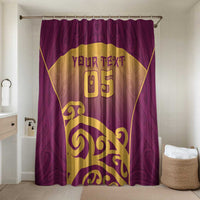 Custom Waiuku College Bathroom Set Maori Koru Pattern LT05 Shower Curtain Only Maroon - Polynesian Pride
