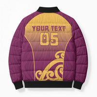 Custom Waiuku College Bomber Puffer Jacket Maori Koru Pattern LT05 - Polynesian Pride