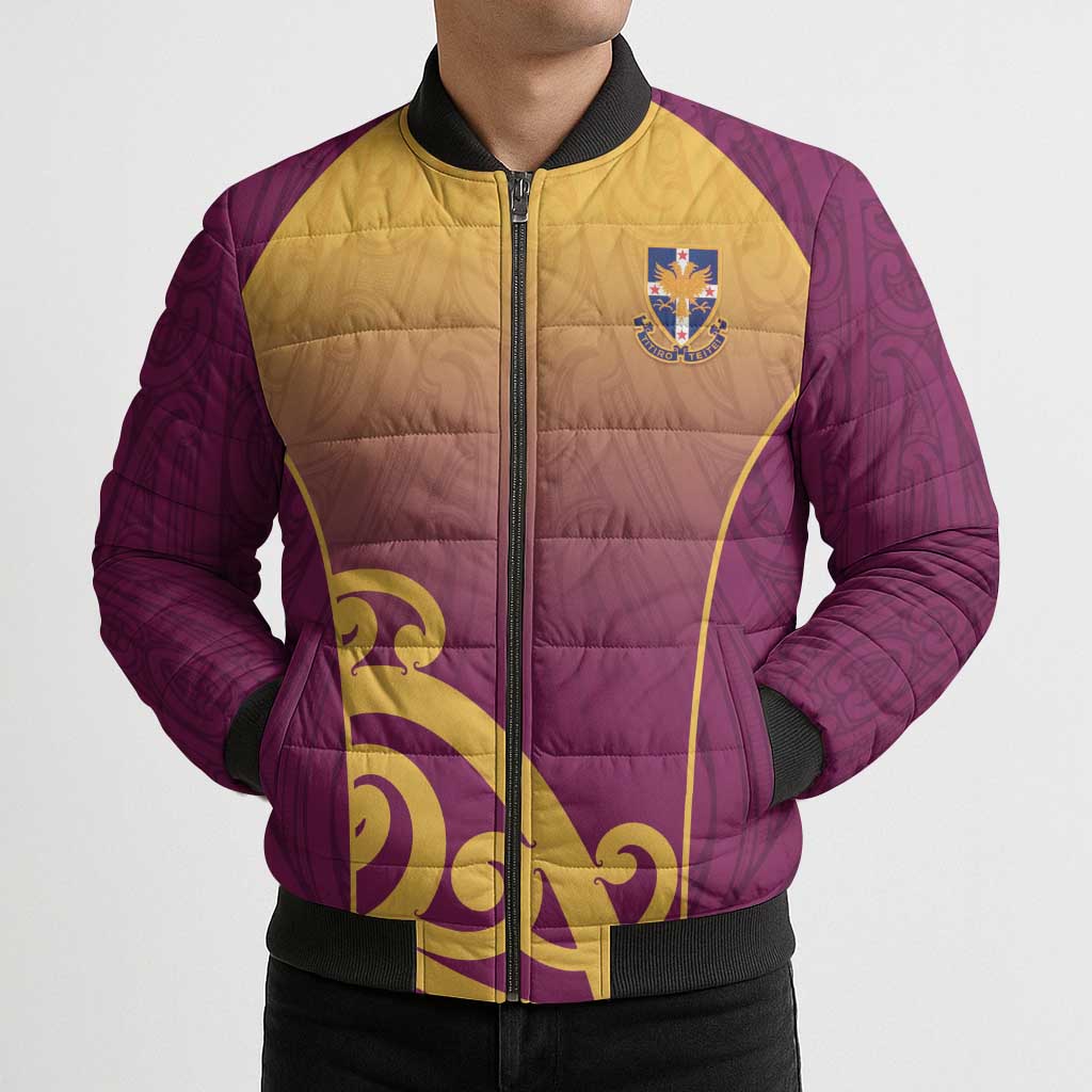 Custom Waiuku College Bomber Puffer Jacket Maori Koru Pattern LT05 - Polynesian Pride