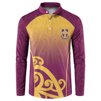 Custom Waiuku College Button Sweatshirt Maori Koru Pattern LT05 Maroon - Polynesian Pride