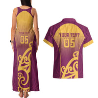 Custom Waiuku College Couples Matching Tank Maxi Dress and Hawaiian Shirt Maori Koru Pattern LT05 - Polynesian Pride