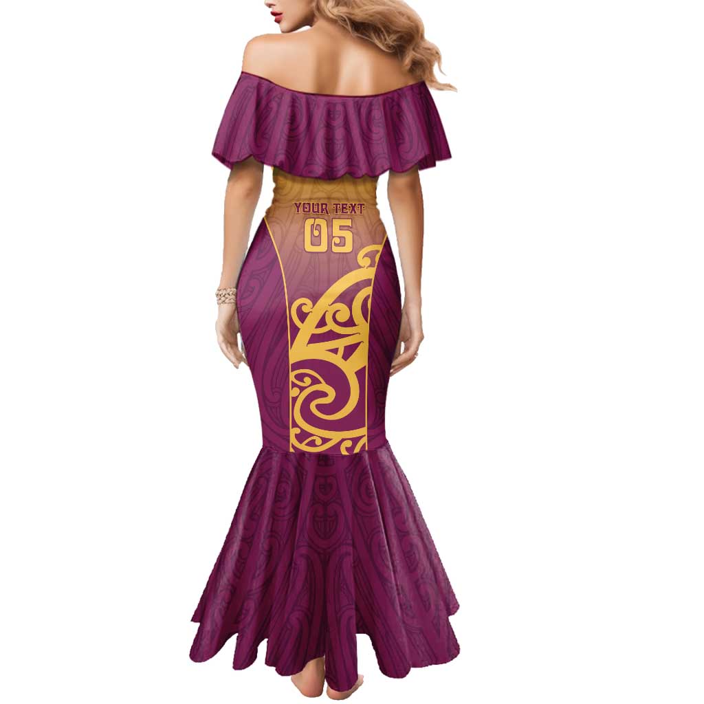 Custom Waiuku College Family Matching Mermaid Dress and Hawaiian Shirt Maori Koru Pattern