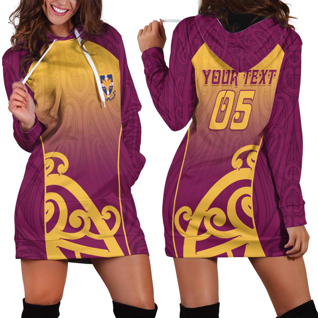 Custom Waiuku College Hoodie Dress Maori Koru Pattern LT05 - Polynesian Pride
