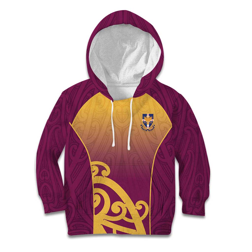 Custom Waiuku College Kid Hoodie Maori Koru Pattern LT05 Hoodie Maroon - Polynesian Pride