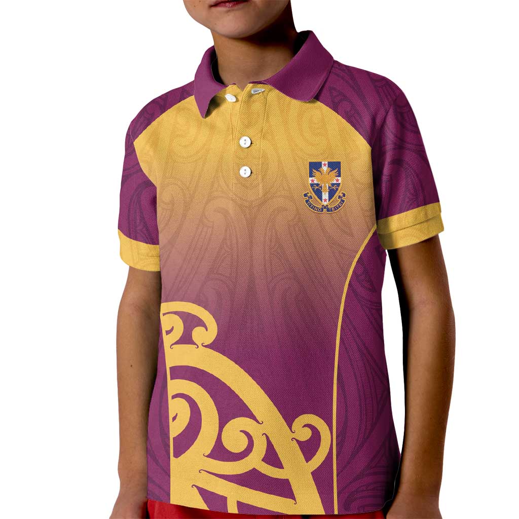 Custom Waiuku College Kid Polo Shirt Maori Koru Pattern LT05 Kid Maroon - Polynesian Pride