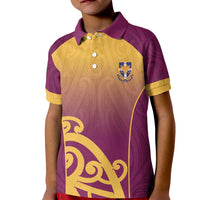 Custom Waiuku College Kid Polo Shirt Maori Koru Pattern LT05 Kid Maroon - Polynesian Pride
