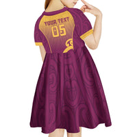 Custom Waiuku College Kid Short Sleeve Dress Maori Koru Pattern LT05 - Polynesian Pride