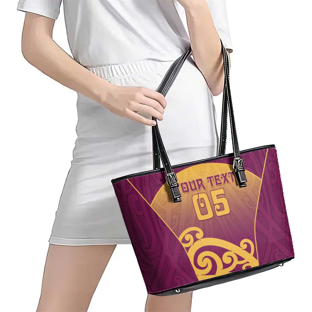 Custom Waiuku College Leather Tote Bag Maori Koru Pattern LT05 - Polynesian Pride