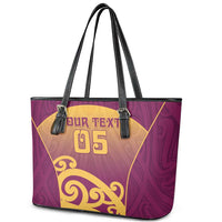 Custom Waiuku College Leather Tote Bag Maori Koru Pattern LT05 - Polynesian Pride