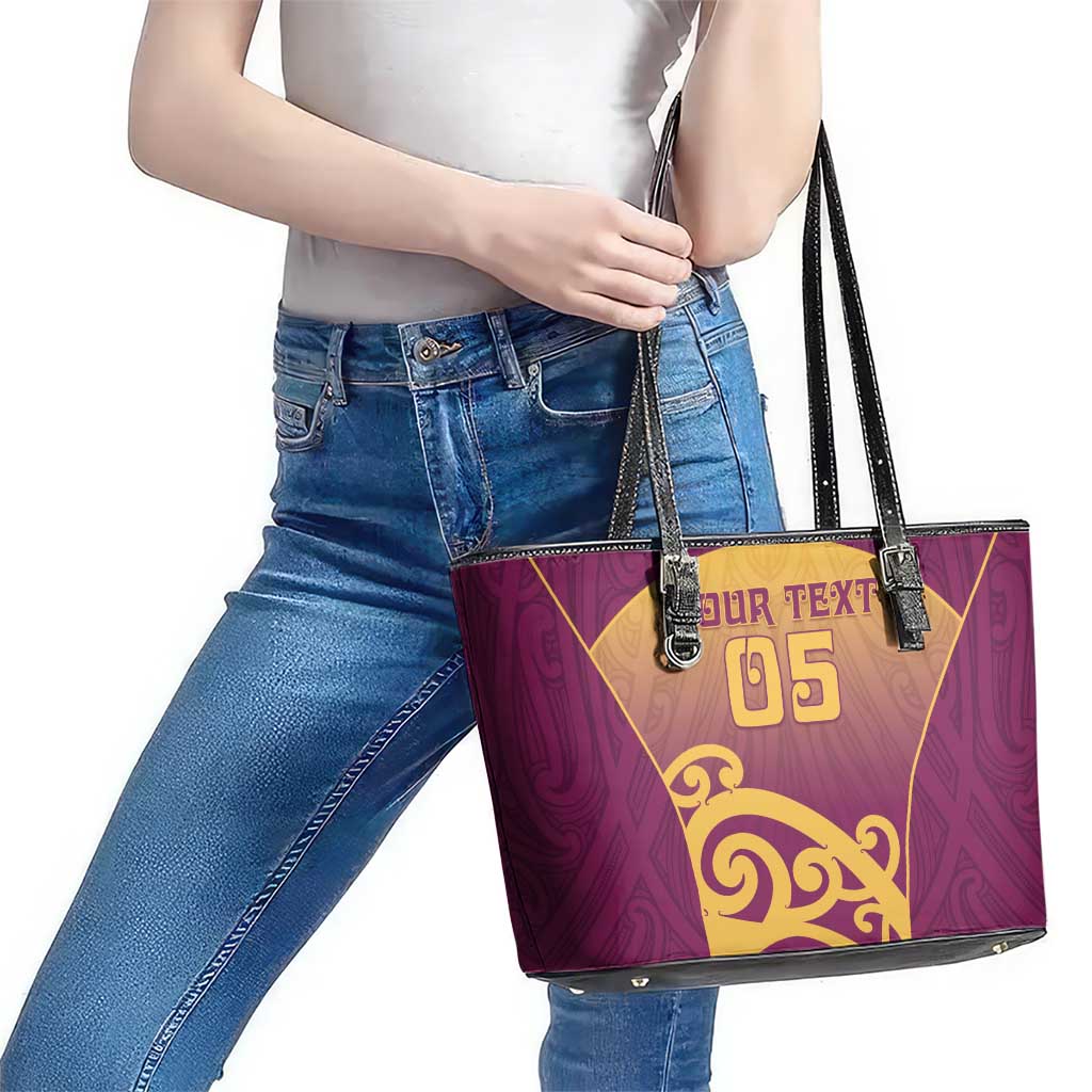 Custom Waiuku College Leather Tote Bag Maori Koru Pattern LT05 - Polynesian Pride