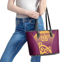 Custom Waiuku College Leather Tote Bag Maori Koru Pattern LT05 - Polynesian Pride