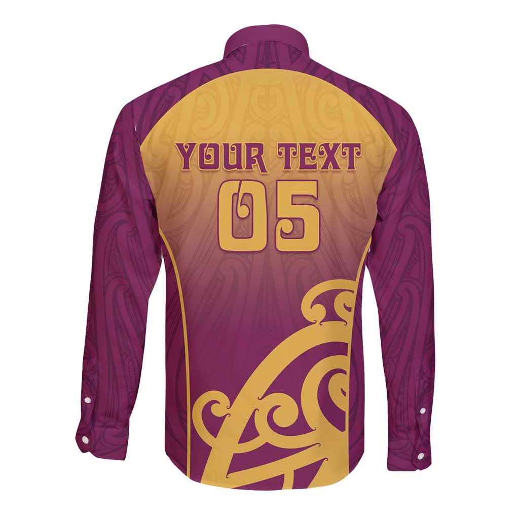 Custom Waiuku College Long Sleeve Button Shirt Maori Koru Pattern LT05 - Polynesian Pride