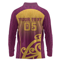 Custom Waiuku College Long Sleeve Polo Shirt Maori Koru Pattern LT05 - Polynesian Pride