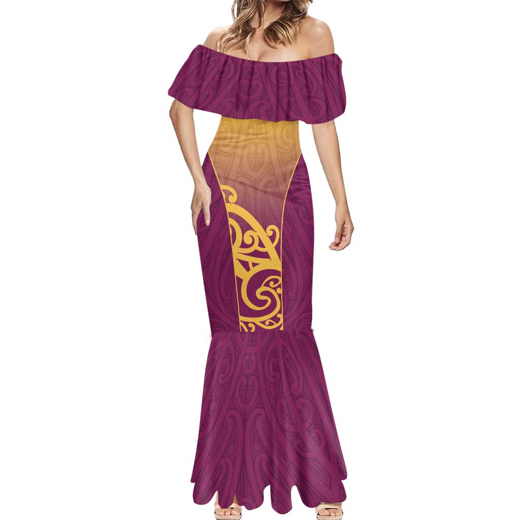 Custom Waiuku College Mermaid Dress Maori Koru Pattern LT05 - Polynesian Pride