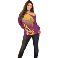 Custom Waiuku College Off Shoulder Sweater Maori Koru Pattern LT05 - Polynesian Pride