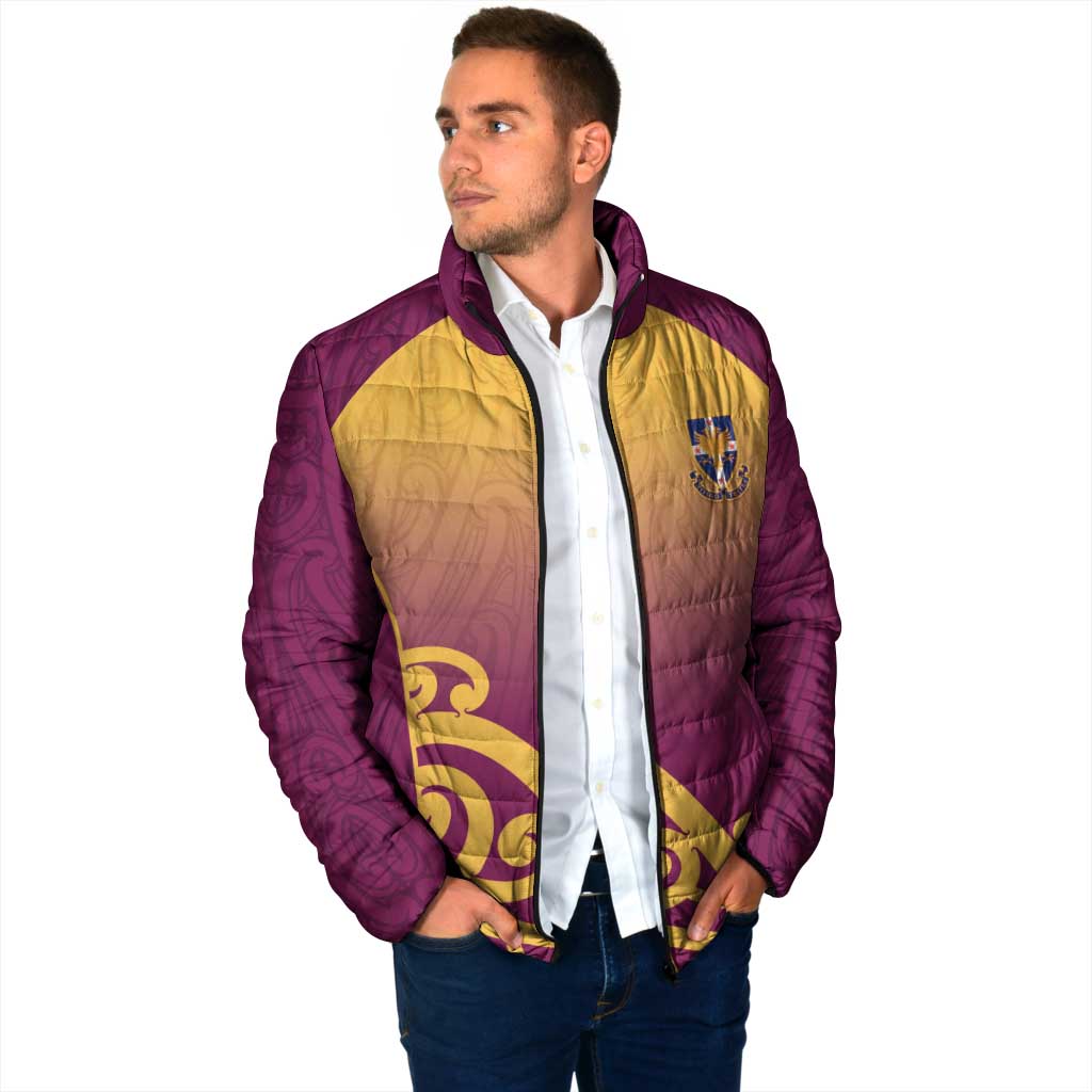 Custom Waiuku College Padded Jacket Maori Koru Pattern LT05 - Polynesian Pride
