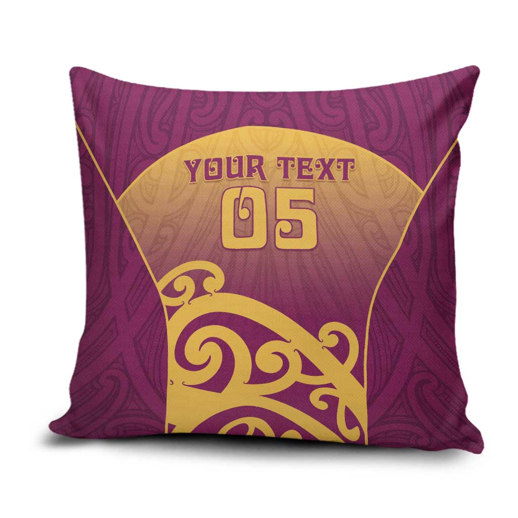 Custom Waiuku College Pillow Cover Maori Koru Pattern LT05 Maroon - Polynesian Pride
