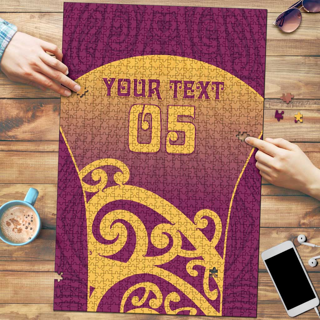 Custom Waiuku College Puzzle Maori Koru Pattern LT05 Maroon - Polynesian Pride
