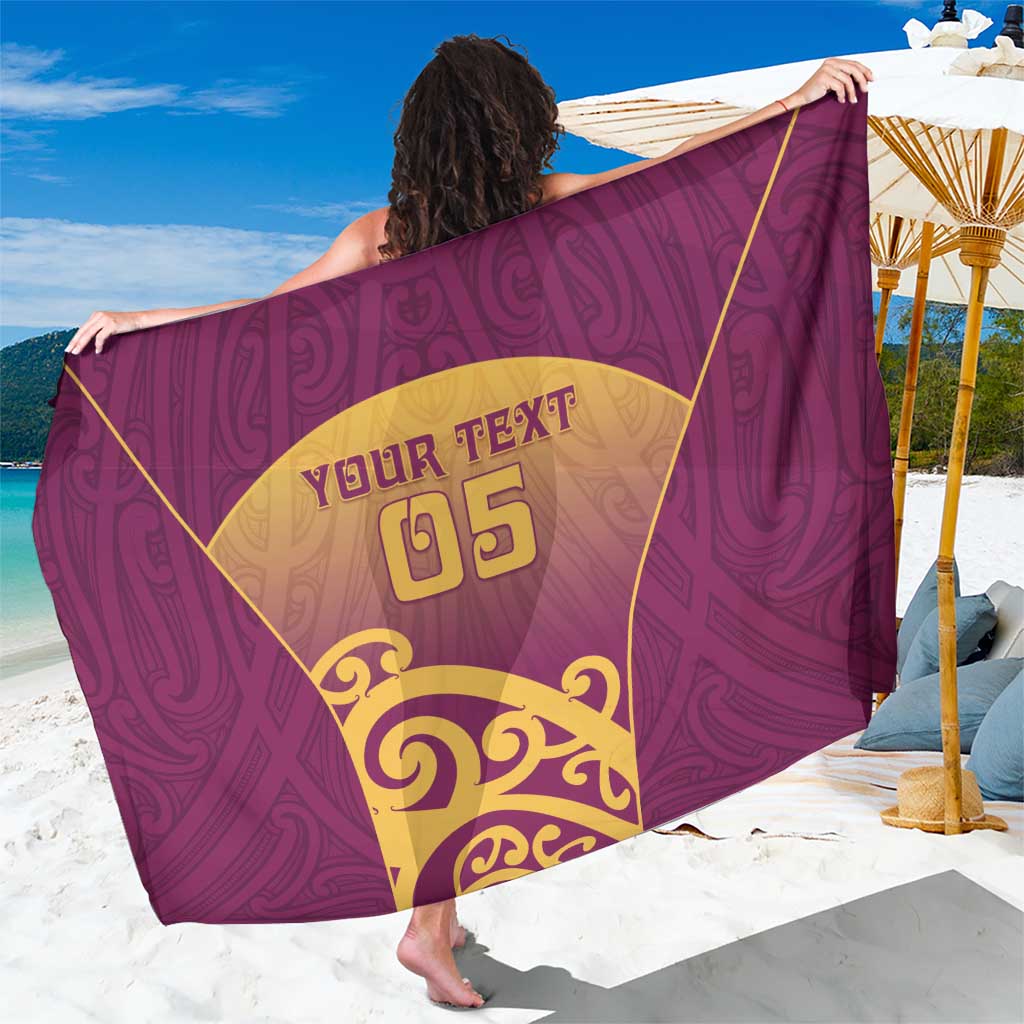 Custom Waiuku College Sarong Maori Koru Pattern LT05 One Size 44 x 66 inches Maroon - Polynesian Pride
