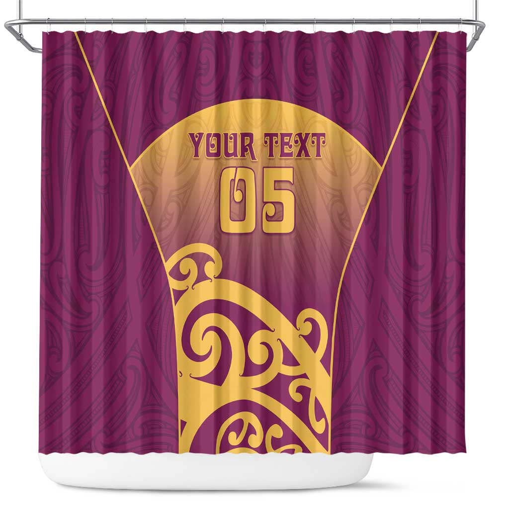 Custom Waiuku College Shower Curtain Maori Koru Pattern LT05 Maroon - Polynesian Pride